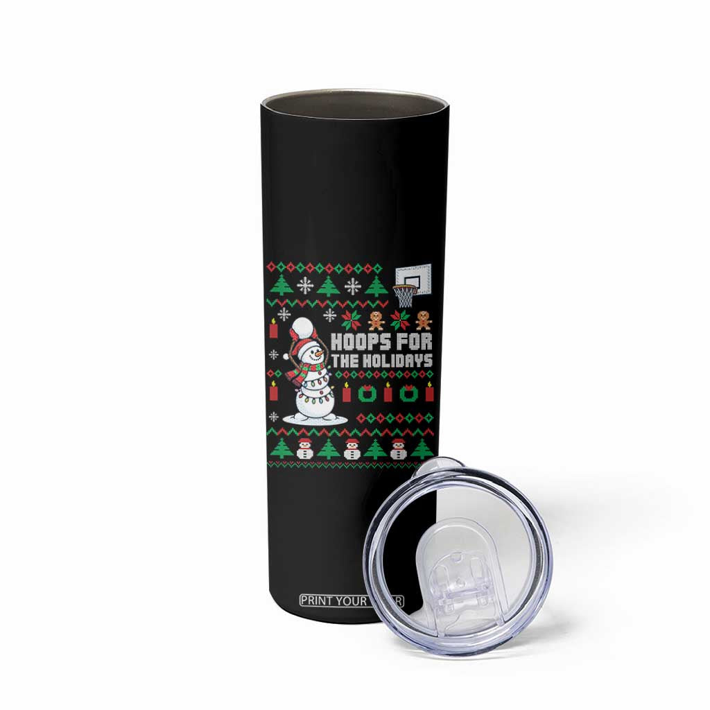 Funny Christmas Basketball Snowmen Skinny Tumbler Hoops For The Holidays Ugly Sweater TS12 Print Your Wear