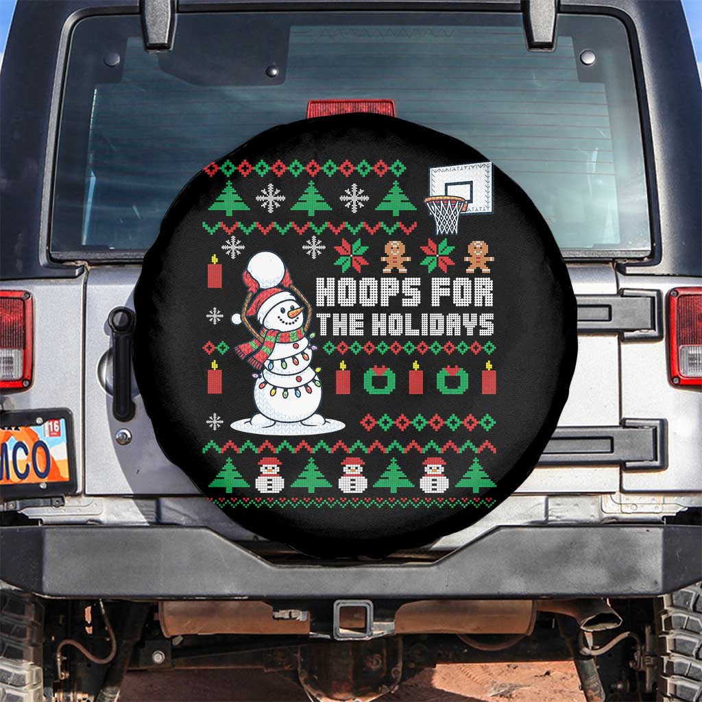 Funny Christmas Basketball Snowmen Spare Tire Cover Hoops For The Holidays Ugly Sweater TS12 No hole Black Print Your Wear