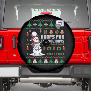 Funny Christmas Basketball Snowmen Spare Tire Cover Hoops For The Holidays Ugly Sweater TS12 Black Print Your Wear