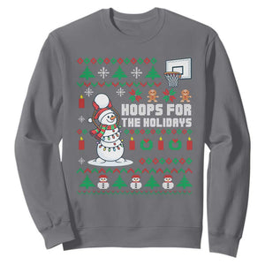 Funny Christmas Basketball Snowmen Sweatshirt Hoops For The Holidays Ugly Sweater TS12 Charcoal Print Your Wear