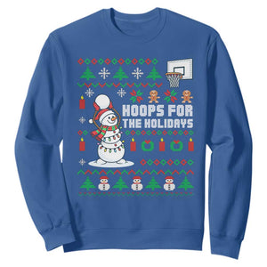 Funny Christmas Basketball Snowmen Sweatshirt Hoops For The Holidays Ugly Sweater TS12 Royal Blue Print Your Wear