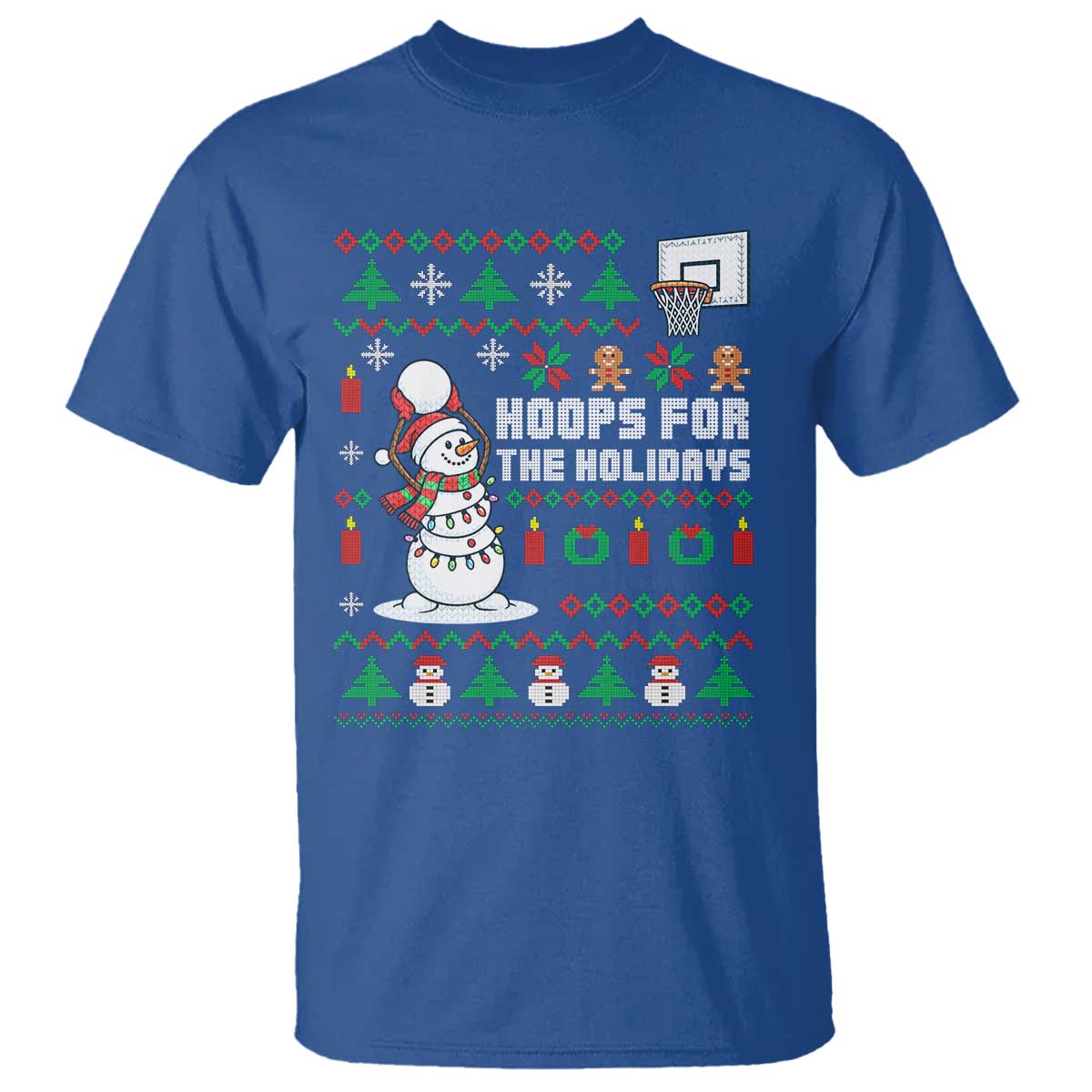 Funny Christmas Basketball Snowmen T Shirt Hoops For The Holidays Ugly Sweater TS12 Royal Blue Print Your Wear