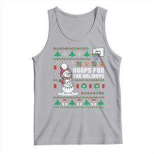 Funny Christmas Basketball Snowmen Tank Top Hoops For The Holidays Ugly Sweater TS12 Athletic Heather Print Your Wear