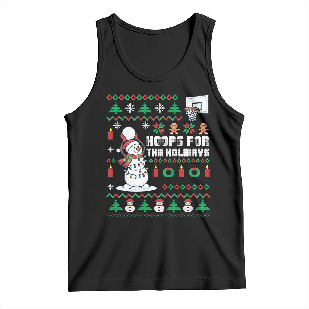 Funny Christmas Basketball Snowmen Tank Top Hoops For The Holidays Ugly Sweater TS12 Black Print Your Wear