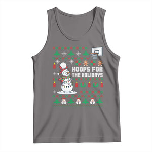 Funny Christmas Basketball Snowmen Tank Top Hoops For The Holidays Ugly Sweater TS12 Deep Heather Print Your Wear