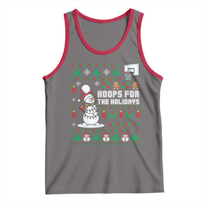 Funny Christmas Basketball Snowmen Tank Top Hoops For The Holidays Ugly Sweater TS12 Deep Heather Red Print Your Wear