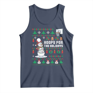 Funny Christmas Basketball Snowmen Tank Top Hoops For The Holidays Ugly Sweater TS12 Navy Print Your Wear