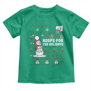 Funny Christmas Basketball Snowmen Toddler T Shirt Hoops For The Holidays Ugly Sweater TS12 Irish Green Print Your Wear