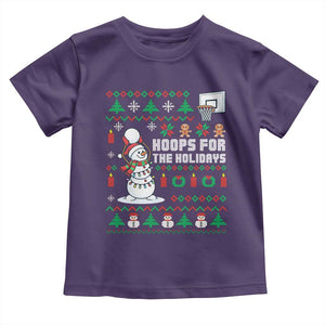 Funny Christmas Basketball Snowmen Toddler T Shirt Hoops For The Holidays Ugly Sweater TS12 Purple Print Your Wear