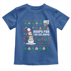 Funny Christmas Basketball Snowmen Toddler T Shirt Hoops For The Holidays Ugly Sweater TS12 Royal Blue Print Your Wear