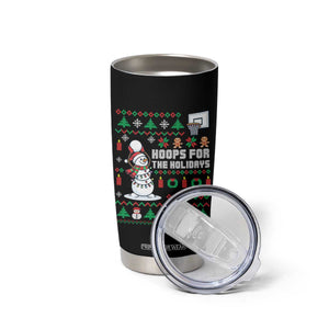 Funny Christmas Basketball Snowmen Tumbler Cup Hoops For The Holidays Ugly Sweater TS12 Print Your Wear
