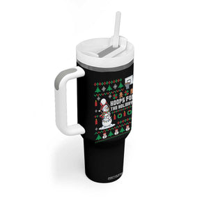 Funny Christmas Basketball Snowmen Tumbler With Handle Hoops For The Holidays Ugly Sweater TS12 Print Your Wear