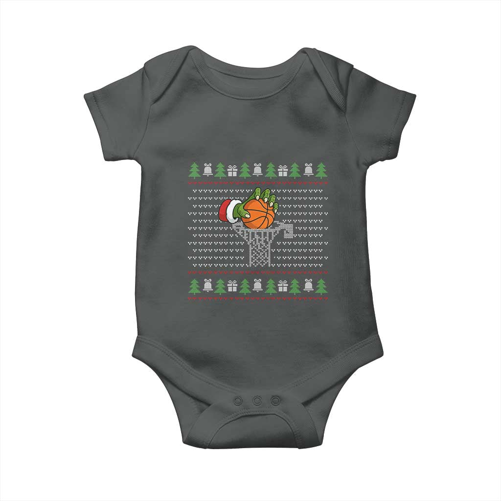 Funny Zombie Hand Basketball Christmas Gift Baby Onesie TS12 Dark Heather Print Your Wear