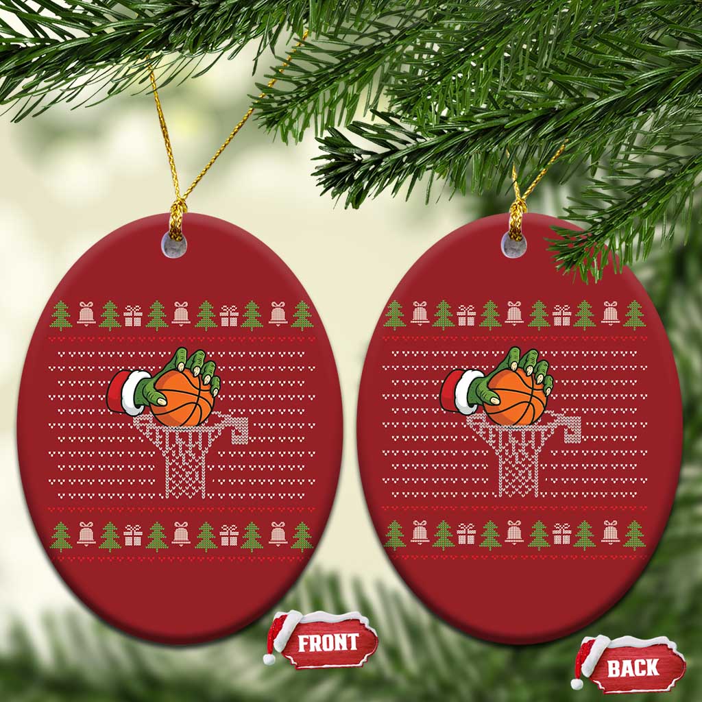 Funny Zombie Hand Basketball Xmas Gift Christmas Ornament TS12 Oval Red Print Your Wear