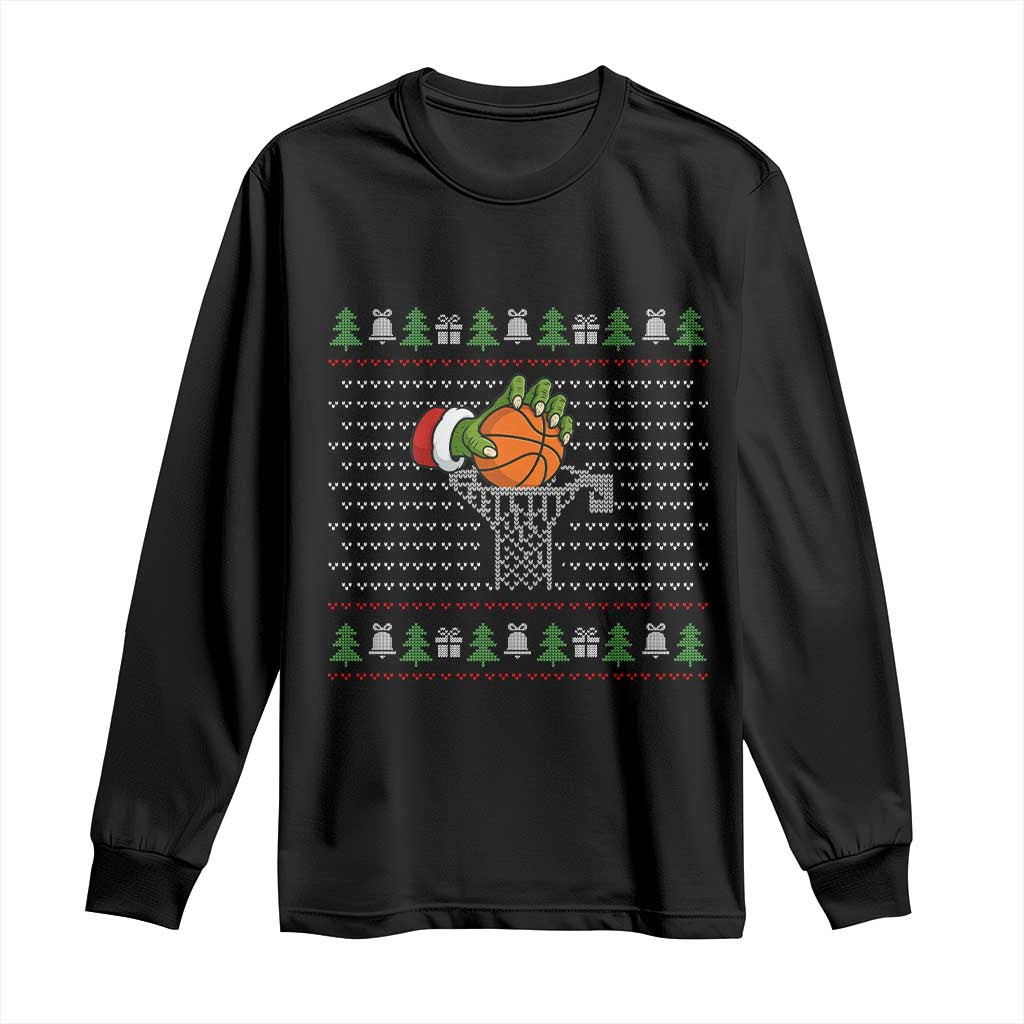 Funny Zombie Hand Basketball Christmas Gift Long Sleeve Shirt TS12 Black Print Your Wear