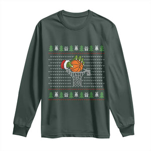 Funny Zombie Hand Basketball Christmas Gift Long Sleeve Shirt TS12 Dark Forest Green Print Your Wear