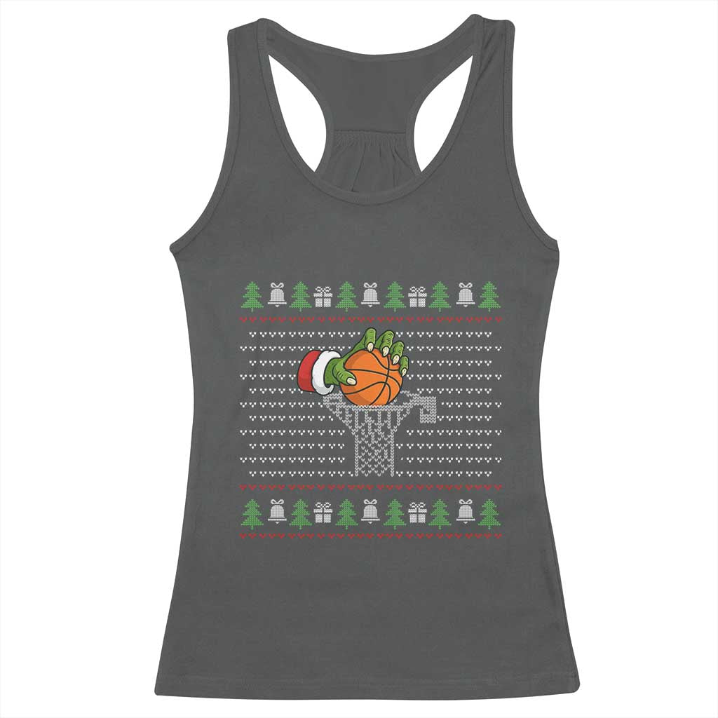 Funny Zombie Hand Basketball Christmas Gift Racerback Tank Top TS12 Dark Heather Print Your Wear