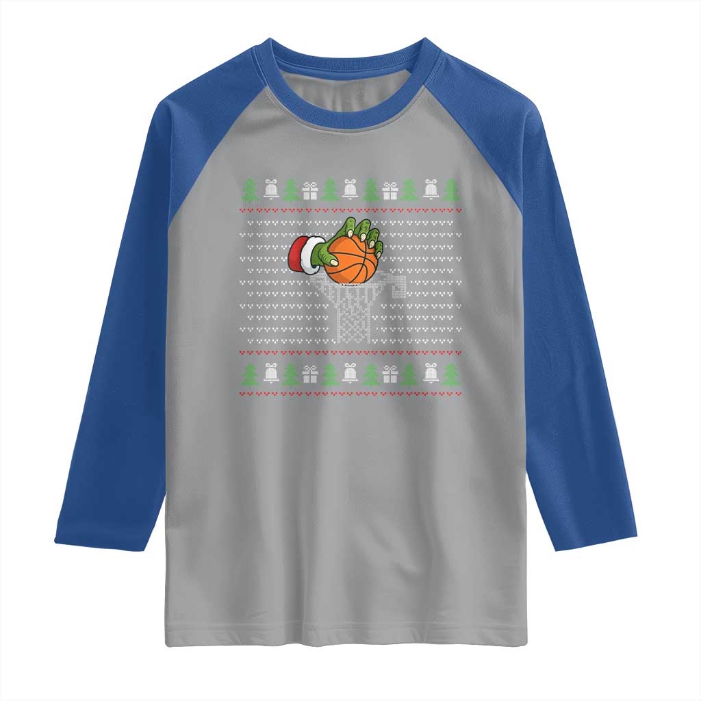 Funny Zombie Hand Basketball Christmas Gift Raglan Shirt TS12 Sport Gray Royal Print Your Wear