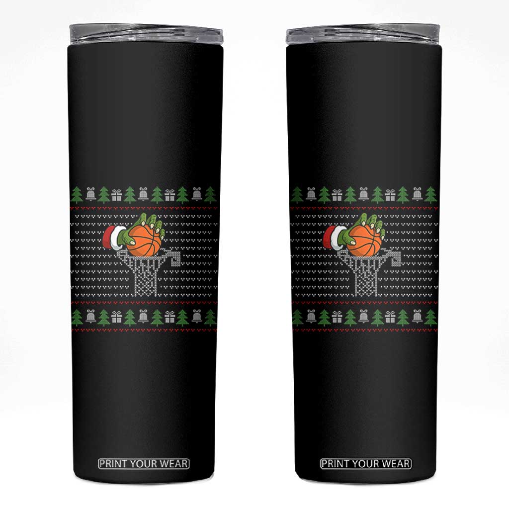 Funny Zombie Hand Basketball Christmas Gift Skinny Tumbler TS12 Black Print Your Wear