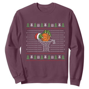 Funny Zombie Hand Basketball Christmas Gift Sweatshirt TS12 Maroon Print Your Wear