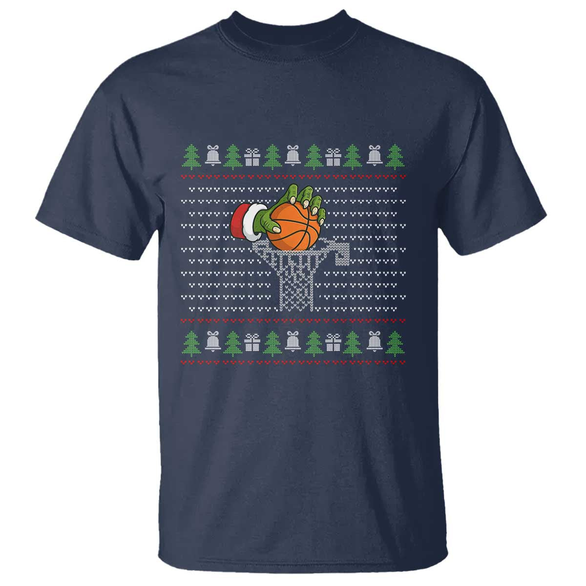 Funny Zombie Hand Basketball Christmas Gift T Shirt TS12 Navy Print Your Wear