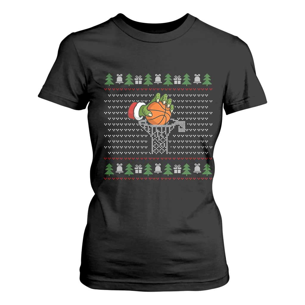 Funny Zombie Hand Basketball Christmas Gift T Shirt For Women TS12 Black Print Your Wear