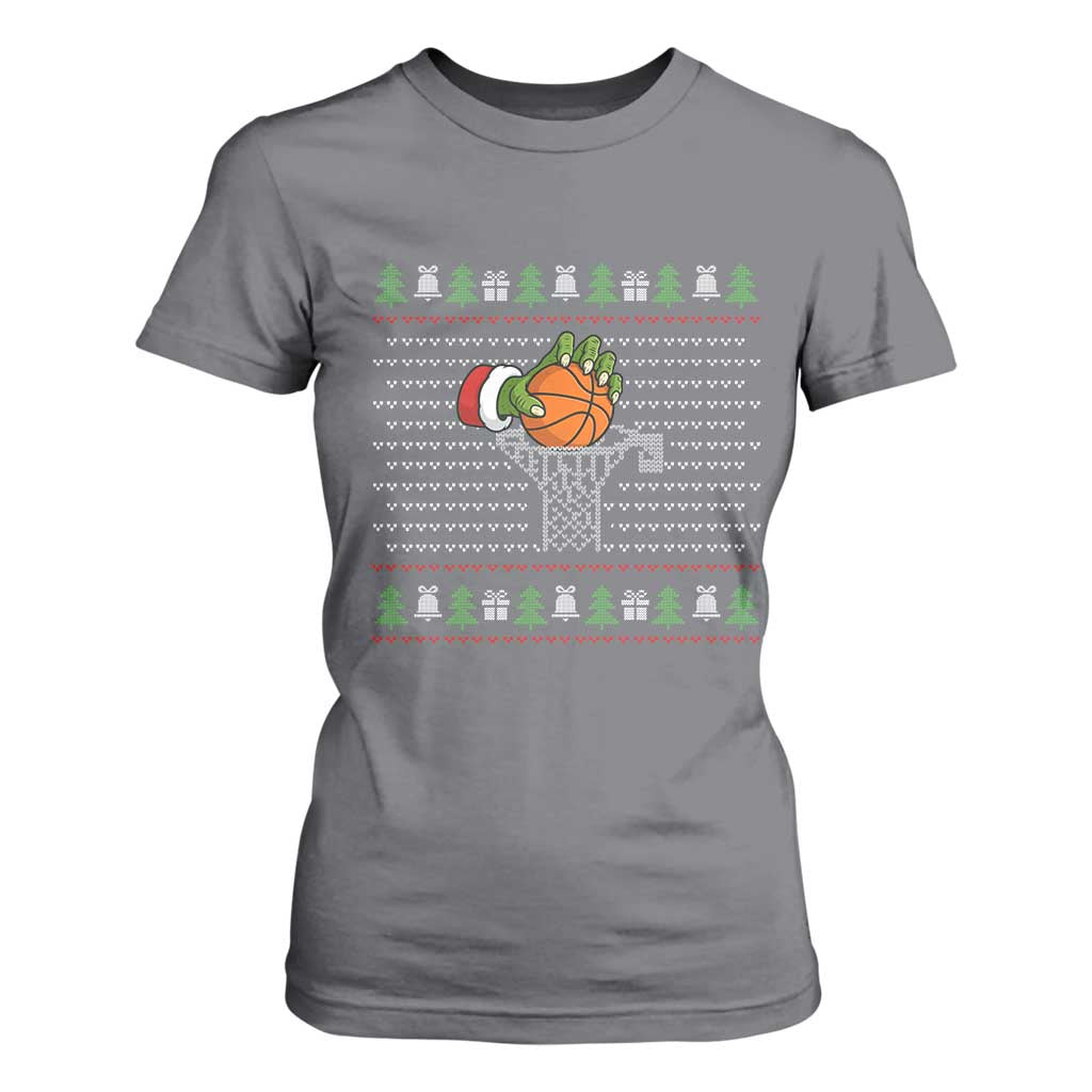 Funny Zombie Hand Basketball Christmas Gift T Shirt For Women TS12 Charcoal Print Your Wear