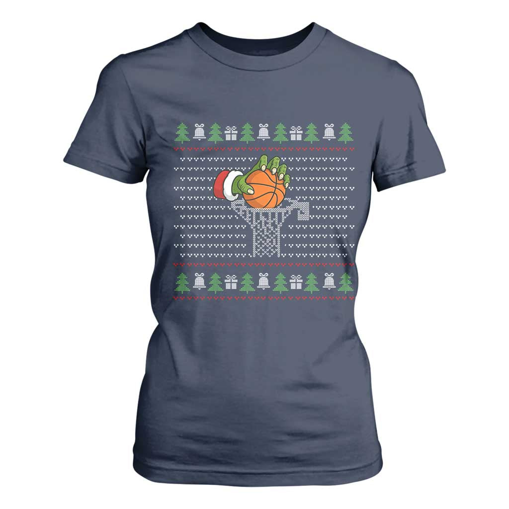 Funny Zombie Hand Basketball Christmas Gift T Shirt For Women TS12 Navy Print Your Wear