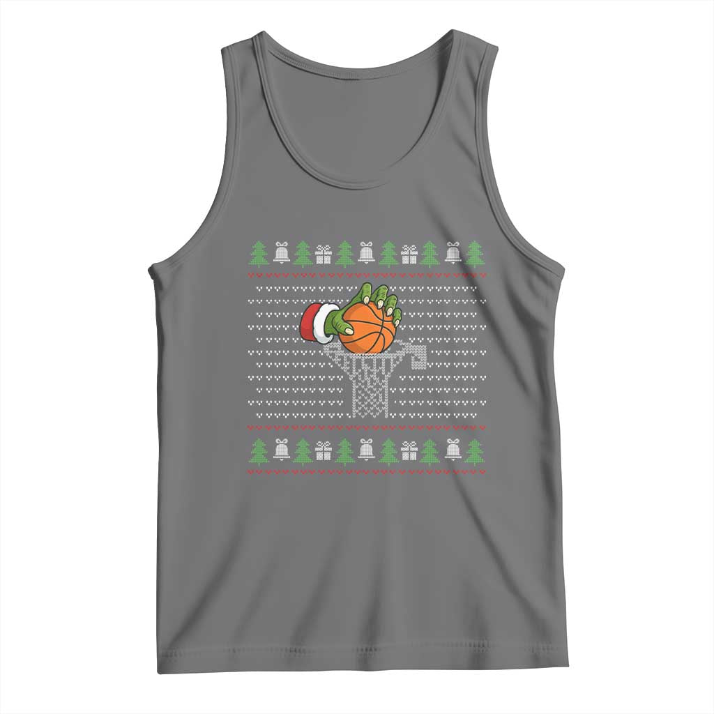 Funny Zombie Hand Basketball Christmas Gift Tank Top TS12 Black Heather Print Your Wear