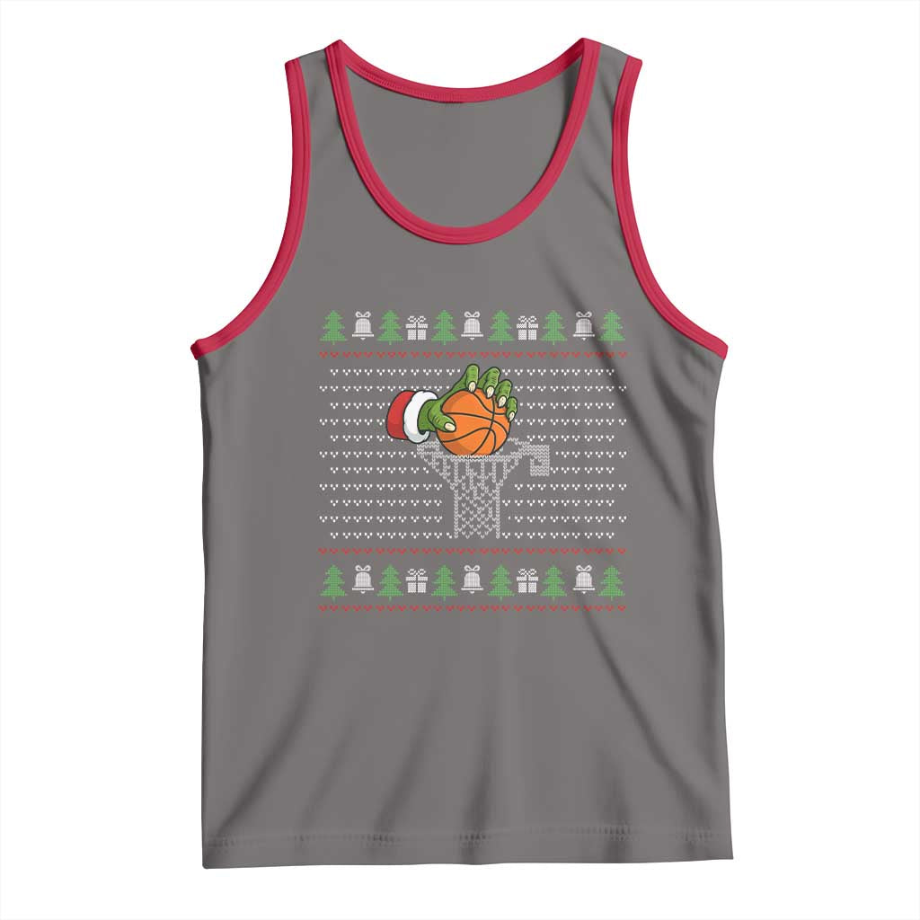 Funny Zombie Hand Basketball Christmas Gift Tank Top TS12 Deep Heather Red Print Your Wear