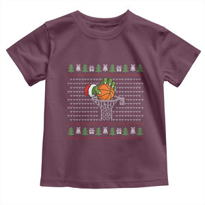 Funny Zombie Hand Basketball Christmas Gift Toddler T Shirt TS12 Maroon Print Your Wear