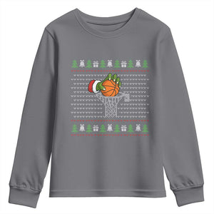 Funny Zombie Hand Basketball Christmas Gift Youth Sweatshirt TS12 Charcoal Print Your Wear