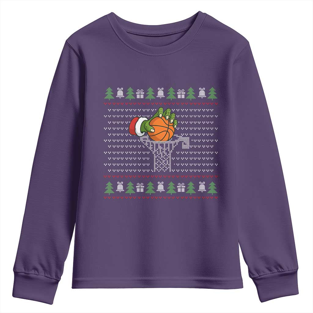 Funny Zombie Hand Basketball Christmas Gift Youth Sweatshirt TS12 Purple Print Your Wear