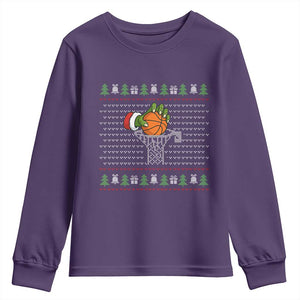 Funny Zombie Hand Basketball Christmas Gift Youth Sweatshirt TS12 Purple Print Your Wear