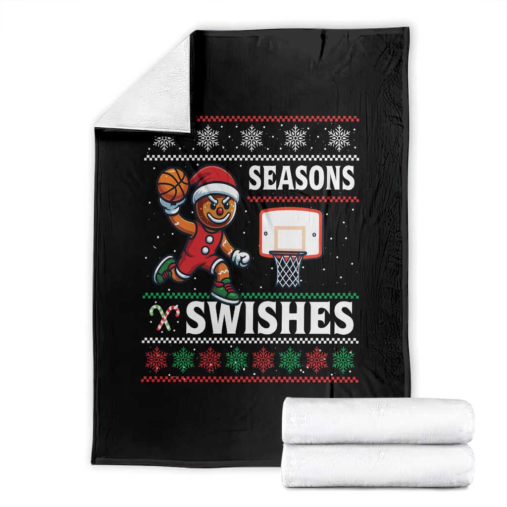 Seasons Swishes Throw Blanket Funny Gingerbread Basketball Christmas Gift TS12 Black Print Your Wear