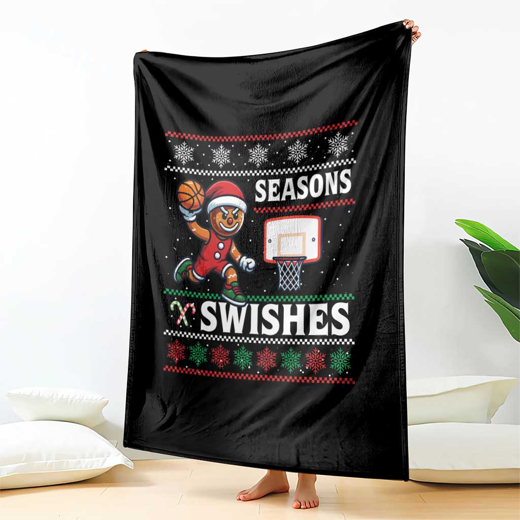Seasons Swishes Throw Blanket Funny Gingerbread Basketball Christmas Gift TS12 Print Your Wear