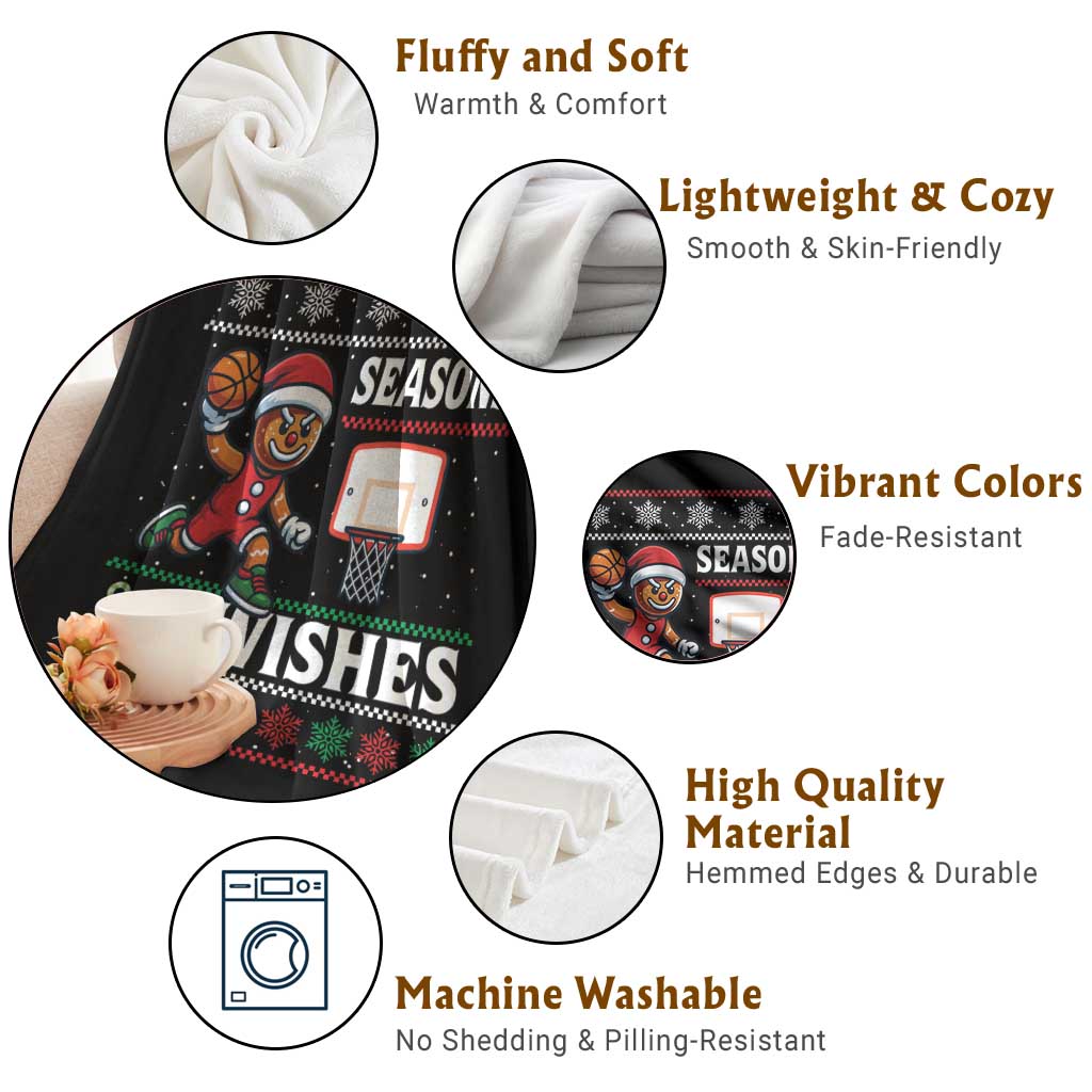 Seasons Swishes Throw Blanket Funny Gingerbread Basketball Christmas Gift TS12 Print Your Wear
