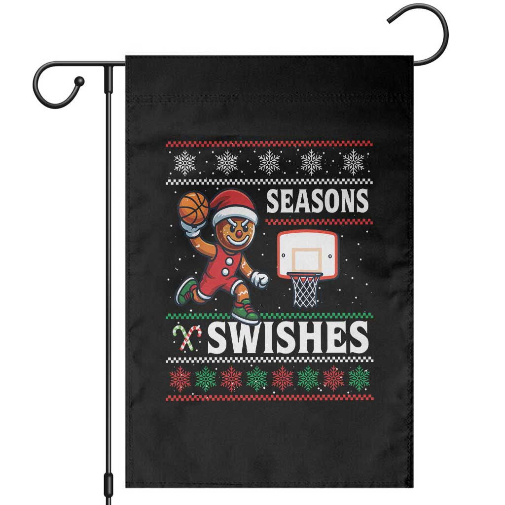 Seasons Swishes Garden Flag Funny Gingerbread Basketball Christmas Gift TS12 Black Print Your Wear