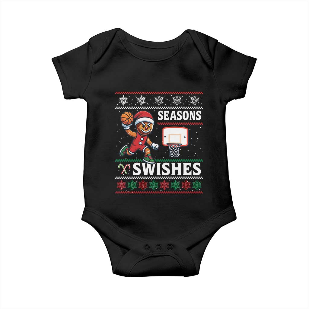Seasons Swishes Baby Onesie Funny Gingerbread Basketball Christmas Gift TS12 Black Print Your Wear