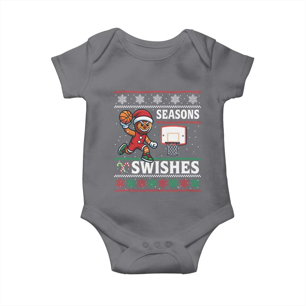 Seasons Swishes Baby Onesie Funny Gingerbread Basketball Christmas Gift TS12 Charcoal Print Your Wear