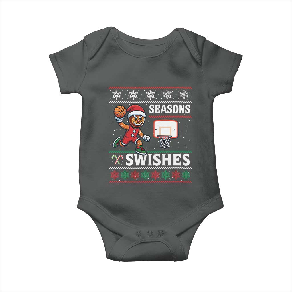 Seasons Swishes Baby Onesie Funny Gingerbread Basketball Christmas Gift TS12 Dark Heather Print Your Wear