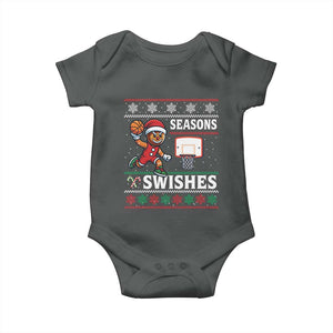 Seasons Swishes Baby Onesie Funny Gingerbread Basketball Christmas Gift TS12 Dark Heather Print Your Wear