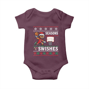 Seasons Swishes Baby Onesie Funny Gingerbread Basketball Christmas Gift TS12 Maroon Print Your Wear
