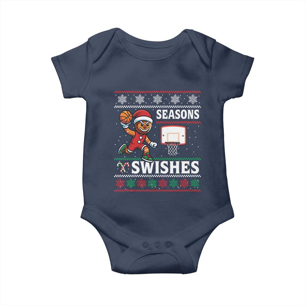 Seasons Swishes Baby Onesie Funny Gingerbread Basketball Christmas Gift TS12 Navy Print Your Wear