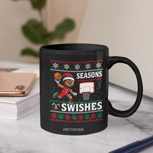 Seasons Swishes Coffee Mug Funny Gingerbread Basketball Christmas Gift TS12 Print Your Wear