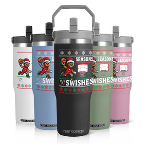 Seasons Swishes Flip Straw Tumbler Funny Gingerbread Basketball Christmas Gift TS12 Print Your Wear