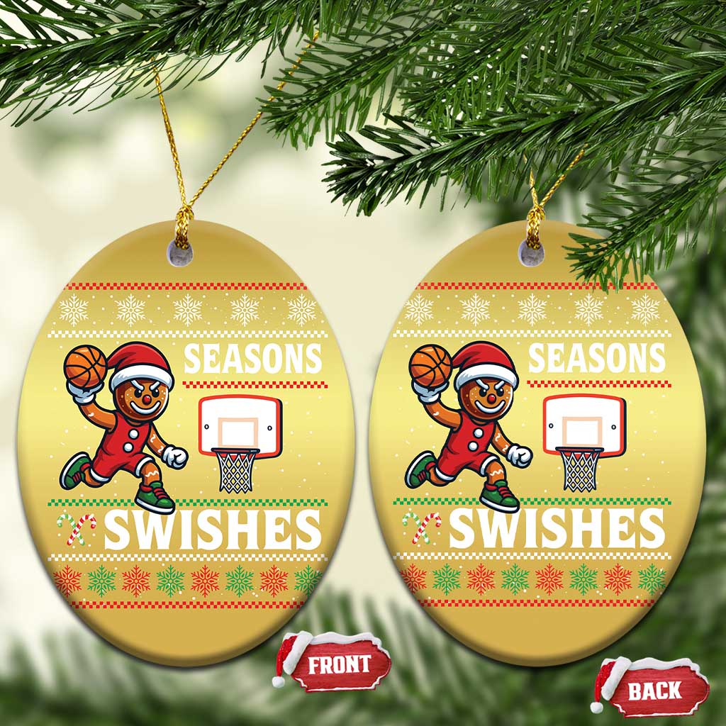 Seasons Swishes Christmas Ornament Funny Gingerbread Basketball Christmas Gift TS12 Oval Gold Print Your Wear