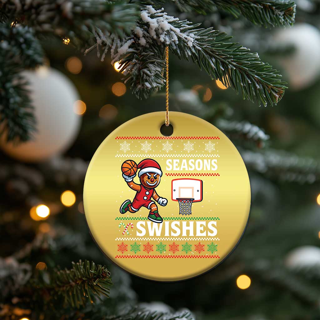 Seasons Swishes Christmas Ornament Funny Gingerbread Basketball Christmas Gift TS12 Print Your Wear