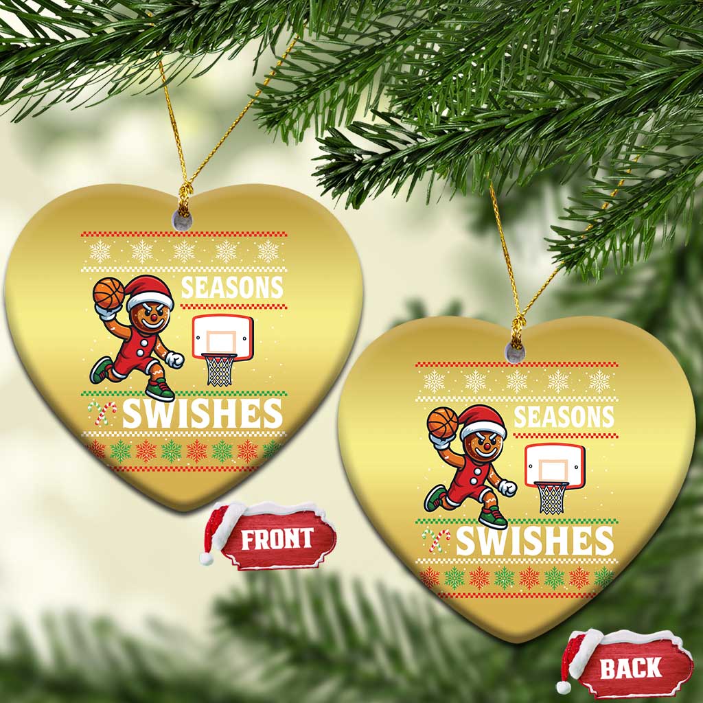 Seasons Swishes Christmas Ornament Funny Gingerbread Basketball Christmas Gift TS12 Heart Gold Print Your Wear