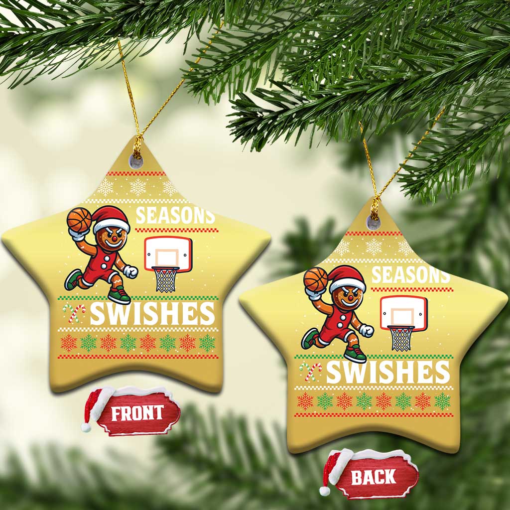 Seasons Swishes Christmas Ornament Funny Gingerbread Basketball Christmas Gift TS12 Star Gold Print Your Wear